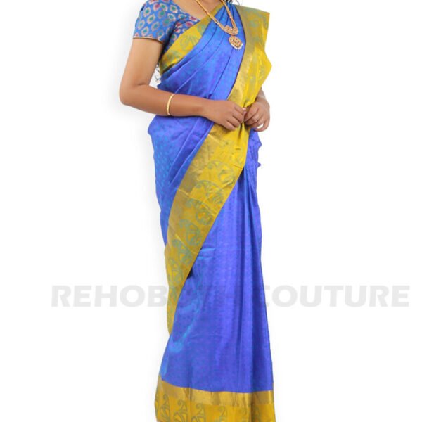 Royal Blue Mustard Silk