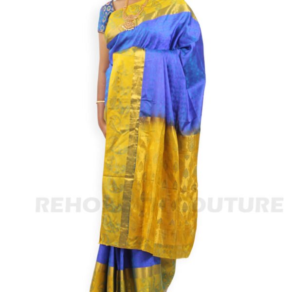 Royal Blue Mustard Silk